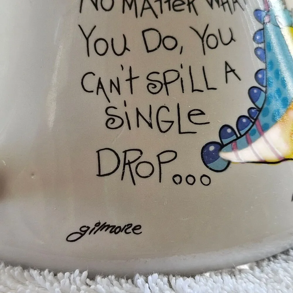 Ceramic No Spill Wide Bottom Coffee Mug Cartoon Papel Moodz Gilmore Dragon